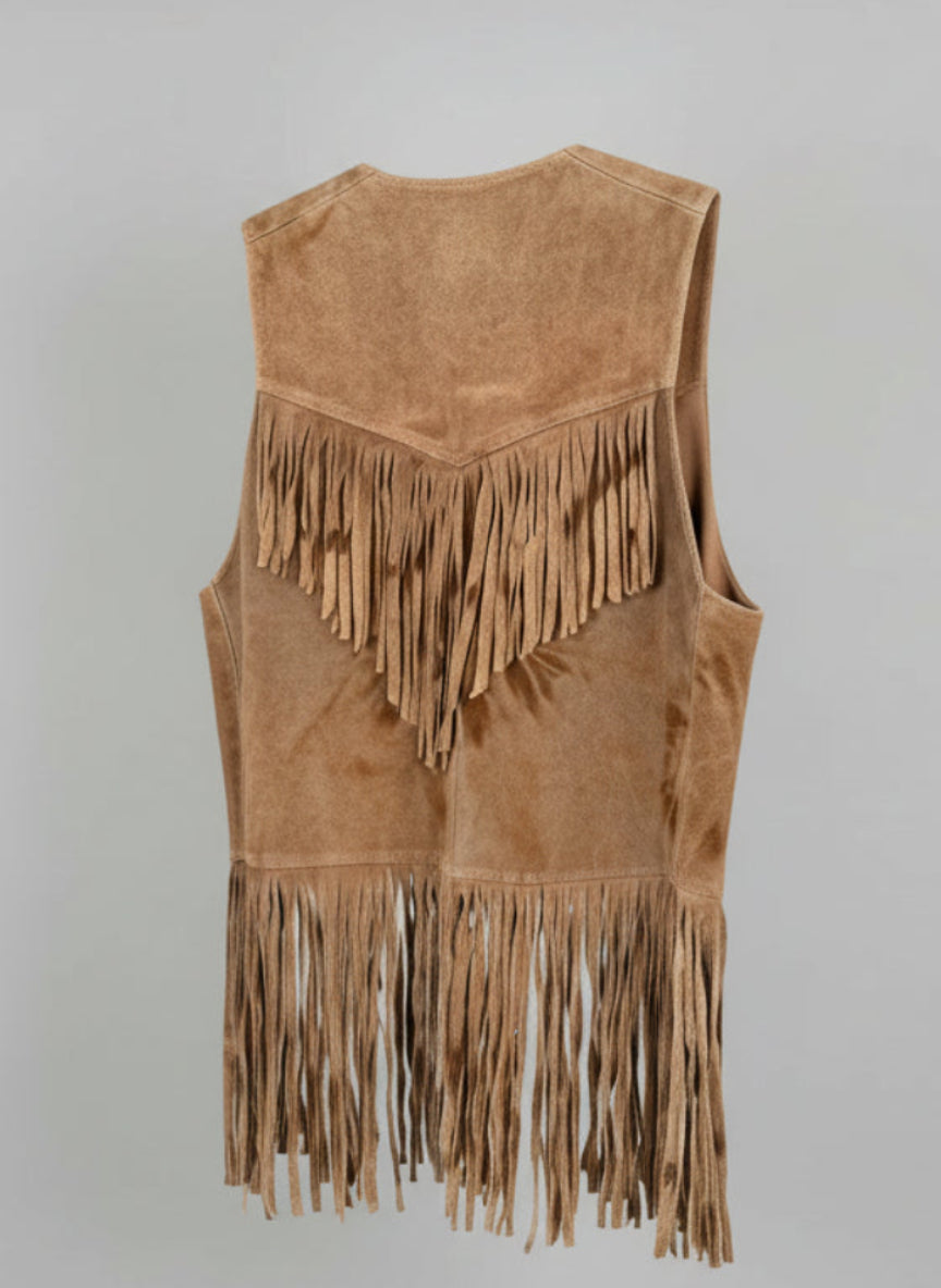 Vintage Leather Fringe Vest - Back