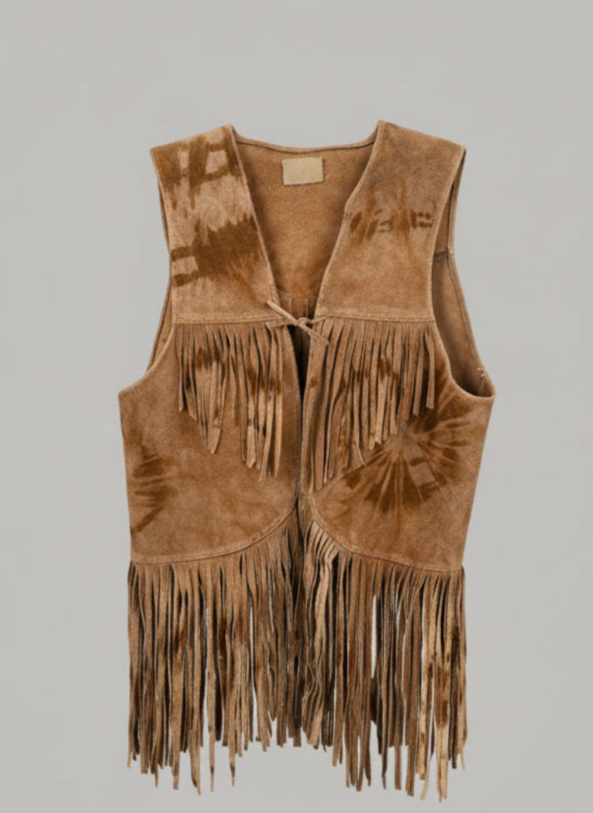 Vintage Leather Fringe Vest - Front
