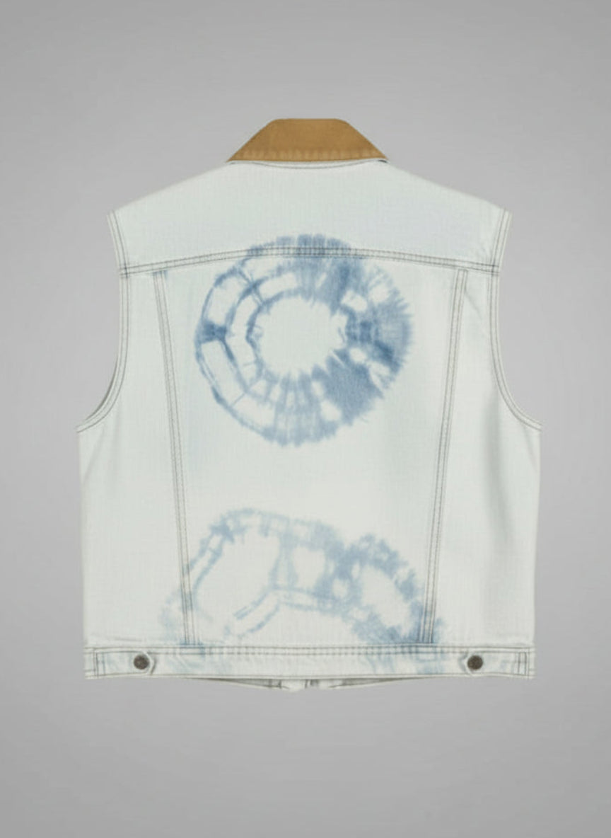 Leather Trimmed Cropped Vest - Back